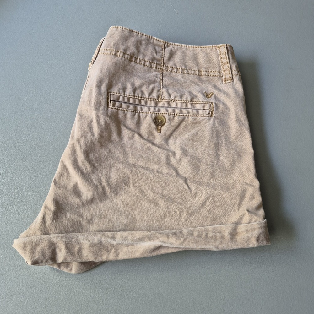 Y2K American Eagle Shorts Womens 12 Khaki Tan Shortie Micro Mini‎ Bootie Preppy